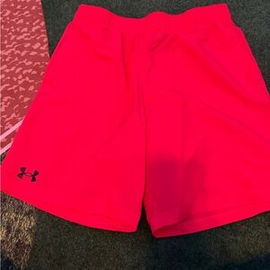 Under Armour Bright orange/red Athletic Shorts. YXL